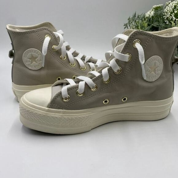 Converse Chuck Taylor All Star CTAS Lift Platform High 'String' Pale Putty Sz 6 - Picture 16 of 16
